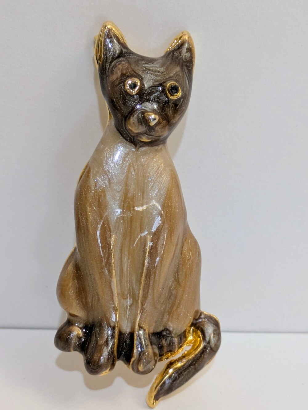 VTG Siamese Cat Enamel Brooch